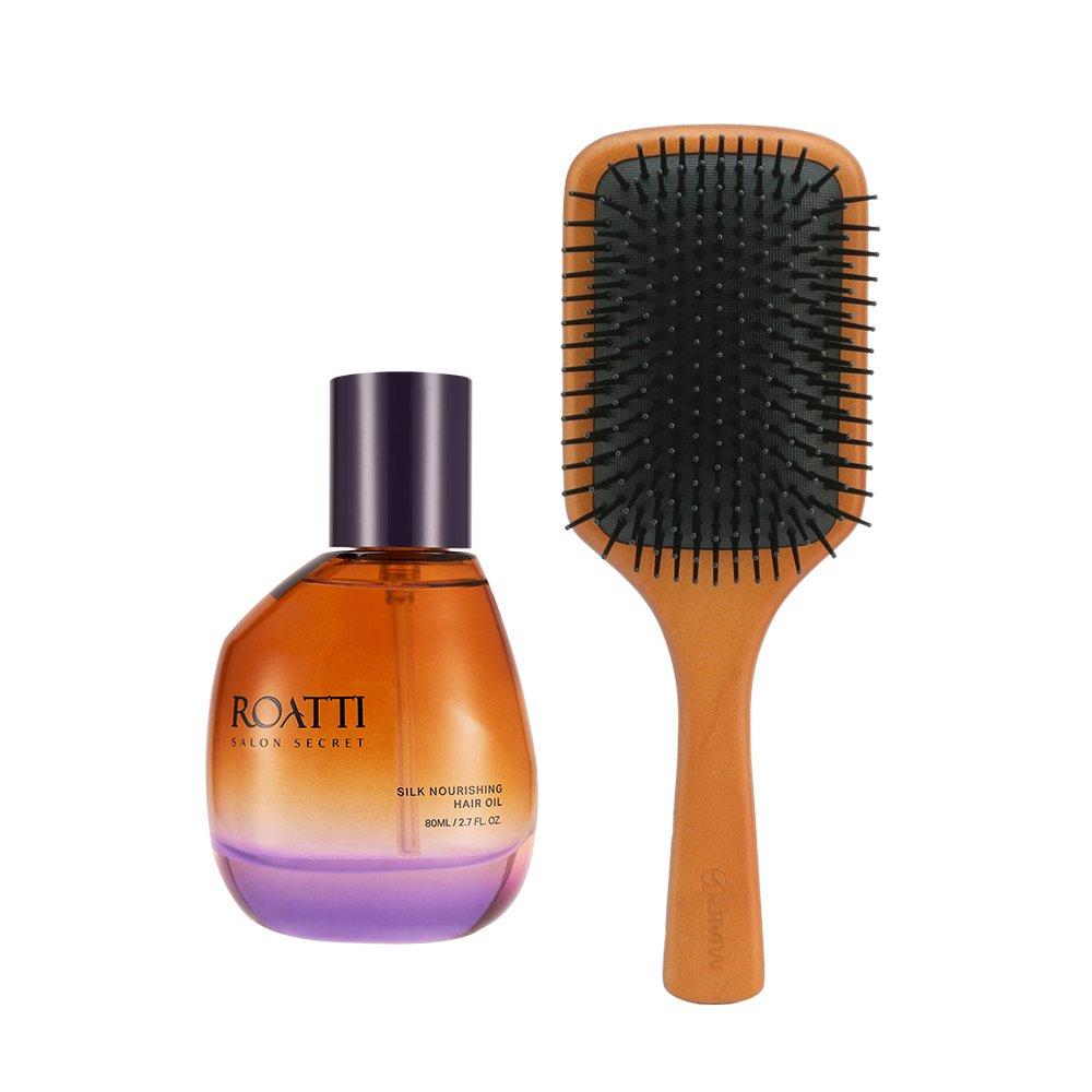 [Gift_Gift Set] Angel Ring Hair Care JMW Paddle Wooden Brush + Roati Hair Oil 80ml Special Set