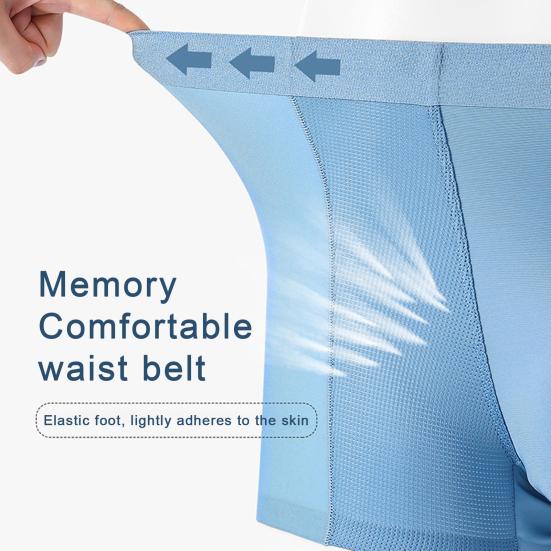 Men Boxer Underwear Mid-rise Tight Cut High Elasticity Shorts Briefs Solid Color Breathable Holes Design U-Convex Panties