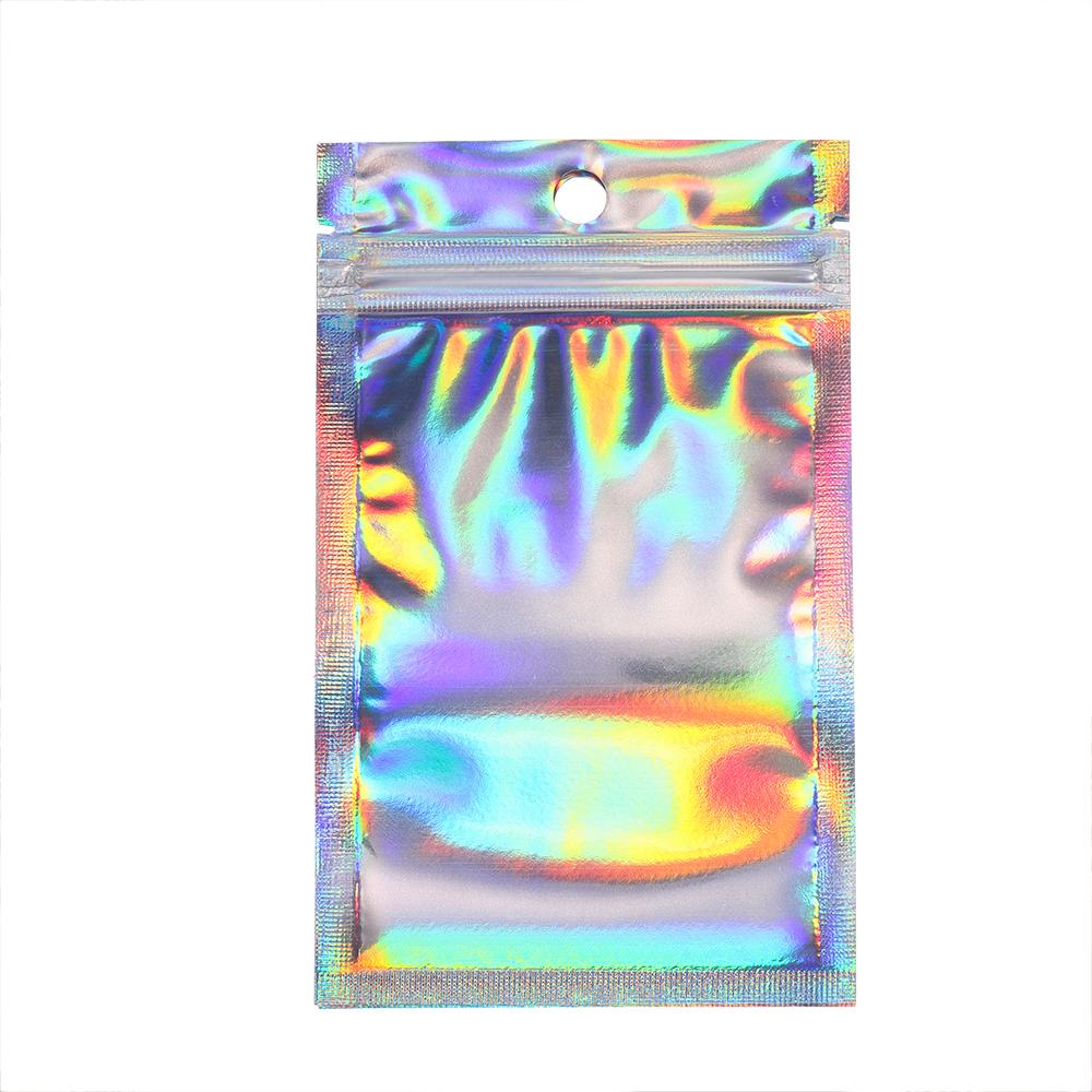 50pcs Self-Sealing Laser Small Plastic Bags for Jewelry Pouch with Clear Display Window Jewelry Packaging Gift Storage Bag