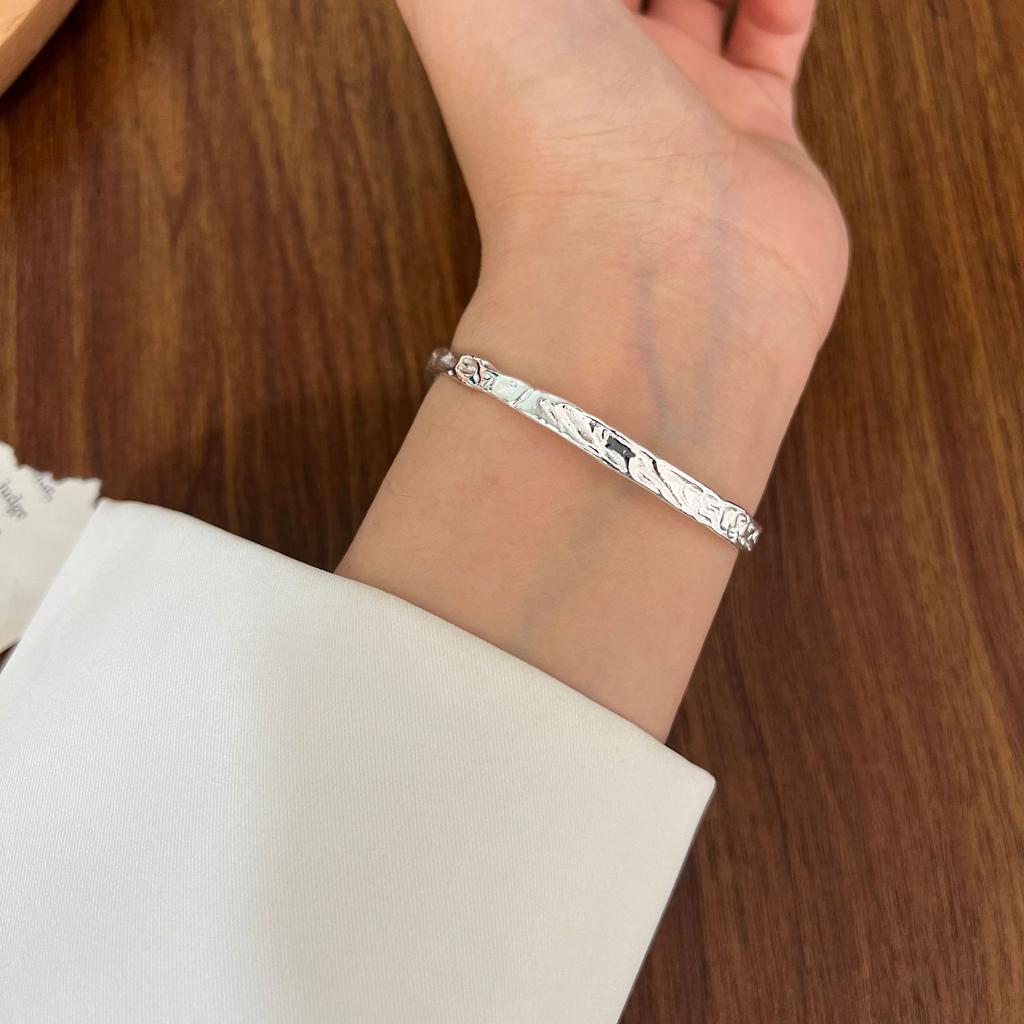 Einfache Persönlichkeit Platte Plissee Muster Armband S925 Sterling Silber frauen Offene Armband