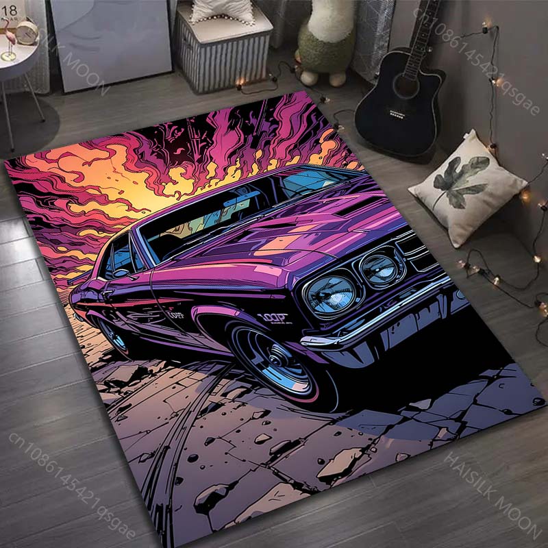 1 alfombra con diseño de coche de carreras genial para dormitorio, sala de estar, mesita de noche, sofá, alfombrilla de suelo, decoración moderna del hogar, alfombra de área, tamaño grande