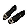New rhinestone high heels thick heel French black square head temperament Mary Jane square diamond single shoes