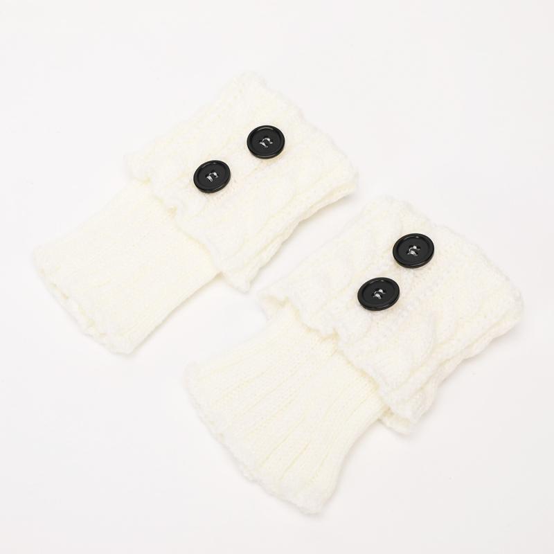 

Вязаные шерстяные носки с пуговицами, жареные в тесте, теплые осенью и зимой, короткие защитные перчатки для ног, женские теплые чехлы для ног One Size белый