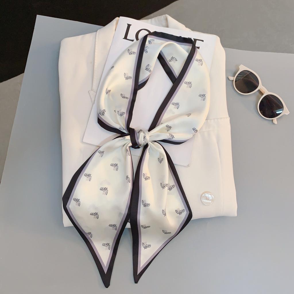 Luxury Design Silk Skinny Headwear Scarf Women Print Spring Neck Tie Hair Hand Bag Ribbon Wrist Belt Foulard Headband Lady