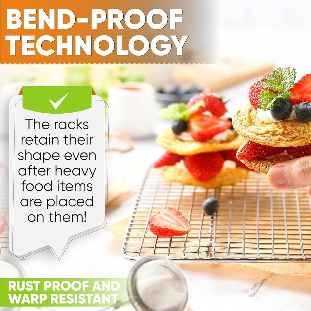 Spring Chef 10 x 15 Inch Stainless Steel Cooling Rack for Cooking & Baking - Heavy Duty Cookie Cooling Rack for Kitchen - Oven Safe - Fits Jelly Roll