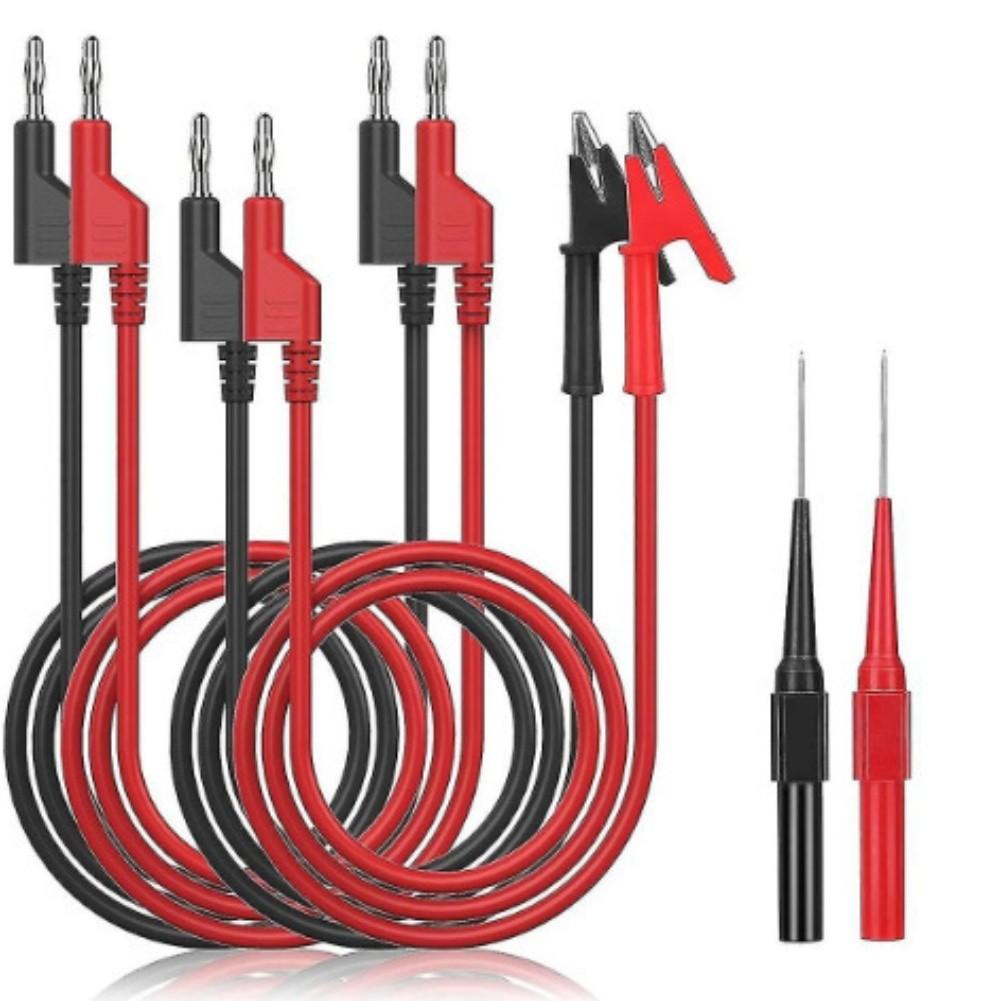 Multimeter Cable Test Leads 4mm Banana with For alligator Clips and Steel Probe Tip for Electrical Testing 1000V 15A