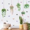 Green Potted Plant Window Decals, Self-Adhesive and Butterfly Wall Stickers for Home Decor