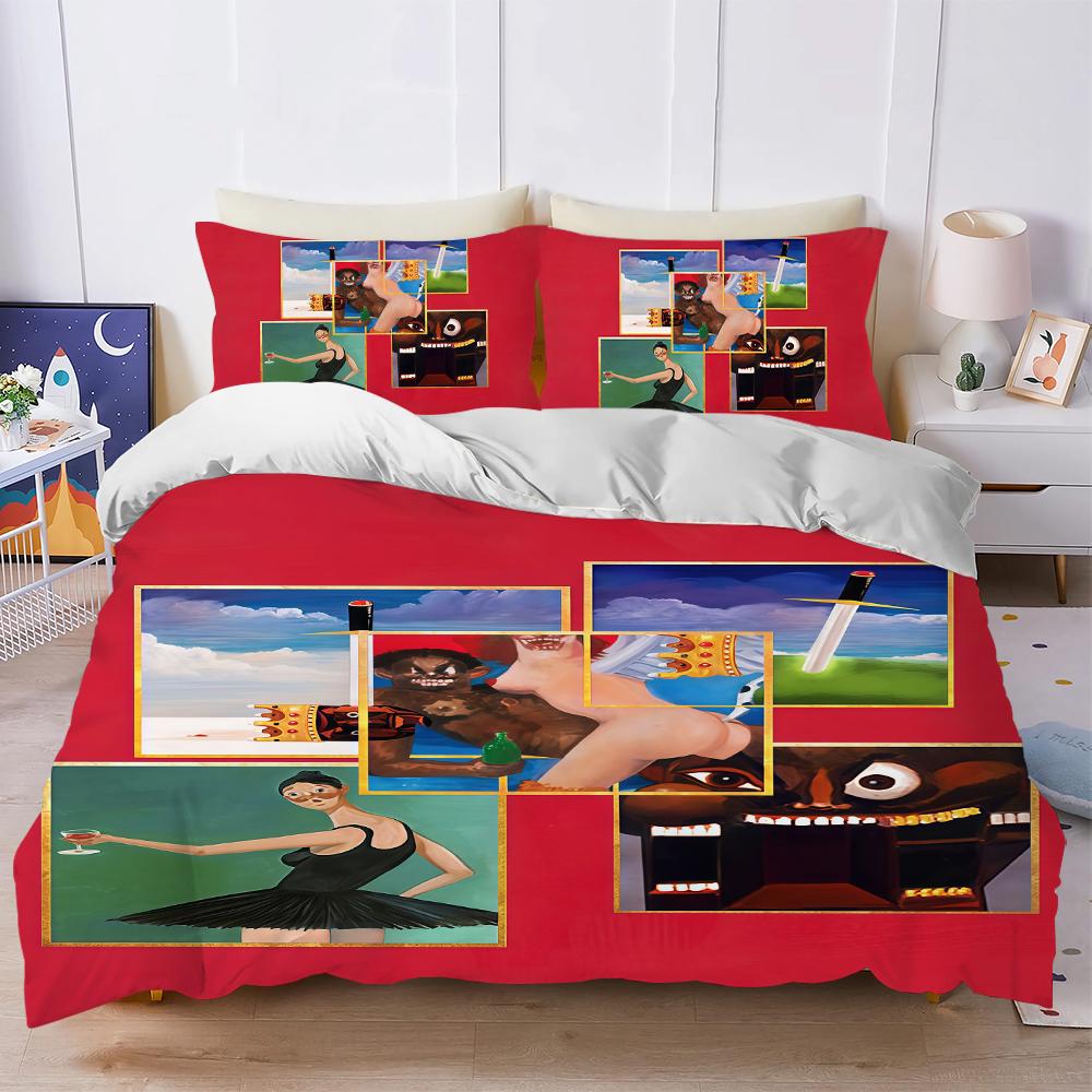 Singer K-Kanye West Twisted Fantasy Duvet Cover Set Soft Wash Bed 3 Piece Summer Comfortable Student Dormitory Home Baby Bedding