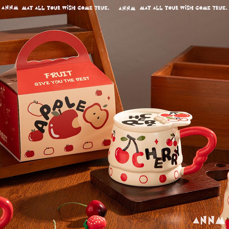 Creative Fruit Ceramic Cup Cartoon Mug Souvenir Summer Fresh Girls Water Cup with Cover High Looking Cup