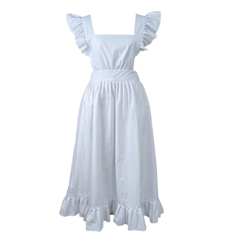 

Gliitatu Stylish Women s Apron, Cute, Water-Repellent, Covers Your Bottom, Cafe Dress (White)