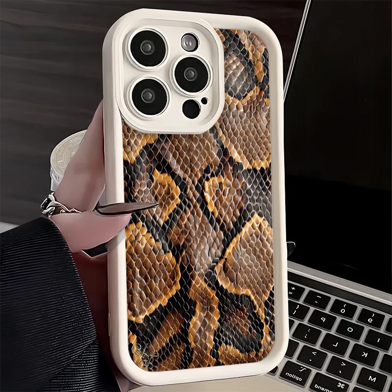 Phone Case for iPhone 17 Air 16E 15 16 Pro Max Fashion Snake Skin Pattern Cover 14 Plus 13 12 Mini Soft Shell Silicone Fundas