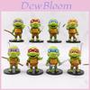 Klassische Ninja Turtles Modell-Actionfiguren, Set mit niedlichen PVC-Kuchenaufsätzen, Überraschungsbox-Spielzeug