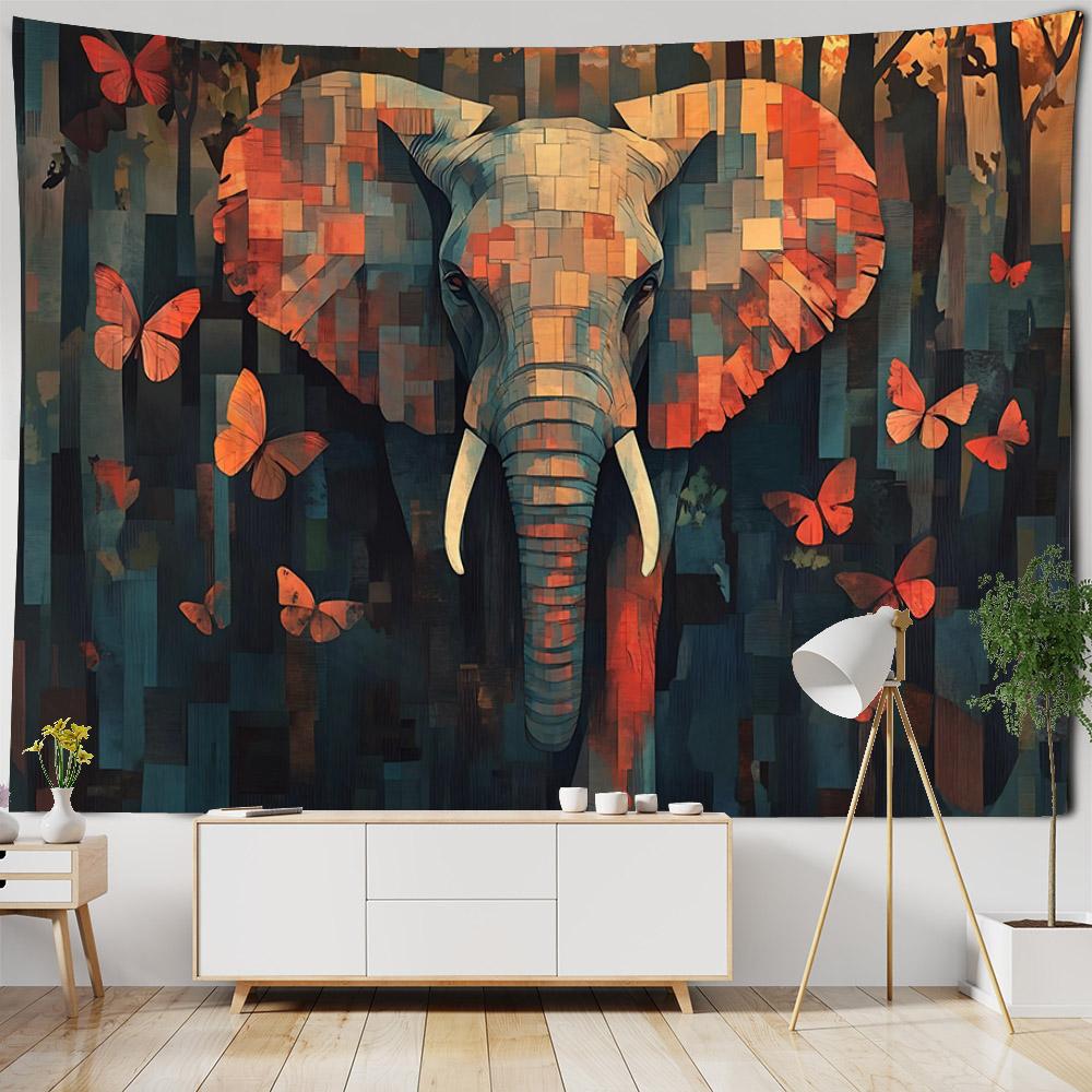 Bohemian Elephant Tapestry, Starry Sky Aesthetics Home Wall Hanging, Lotus, Mandala Bedroom Living Room Dormitory Decoration
