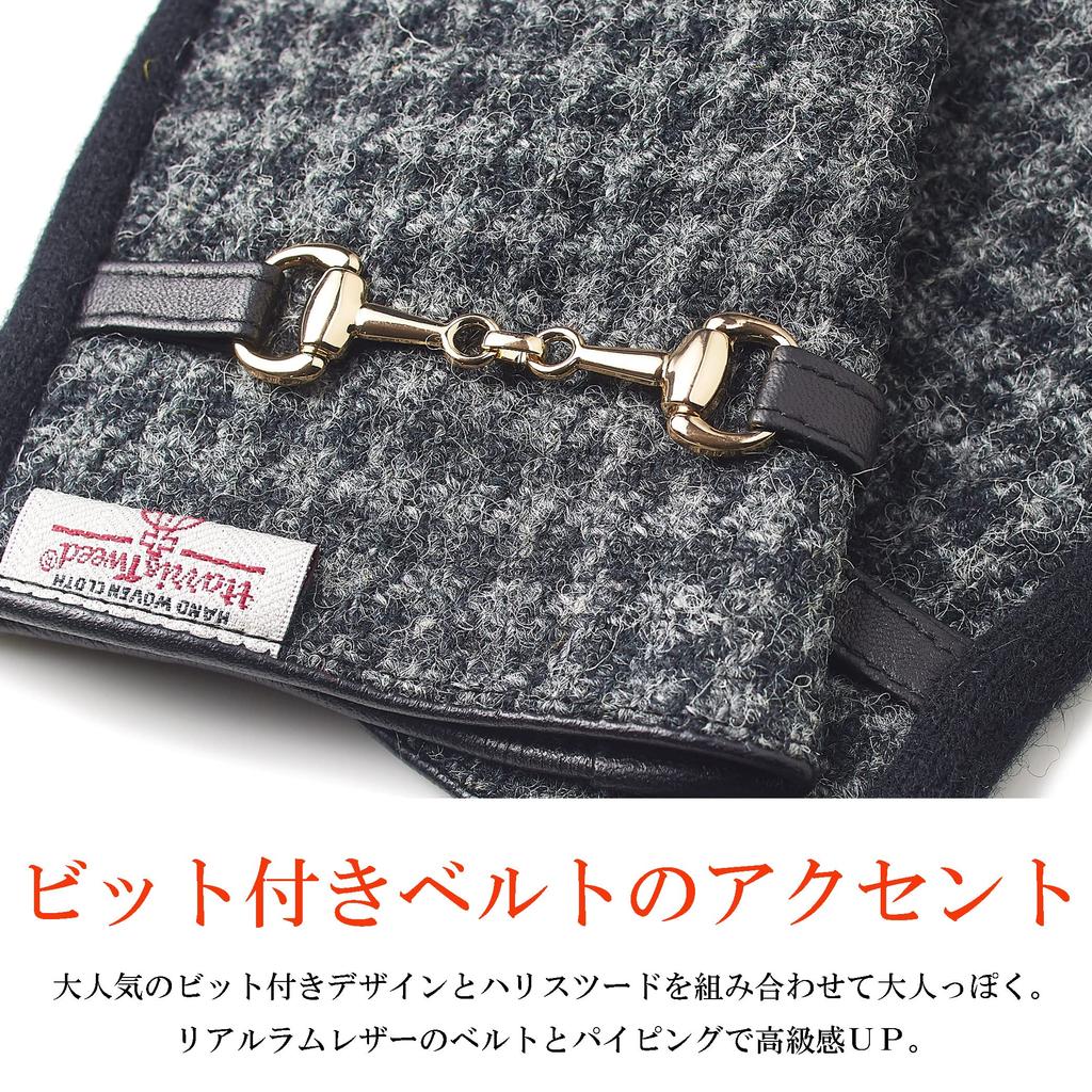 Harris Tweed Smartphone Compatible Knit Bit Gloves [7th HEAVEN] Women's AY-19AA0485 (Green/Navy)