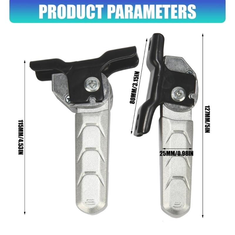 Rear Seat Step Rest for Electric Bikes, Metal Footrest Pair with Grooved Contact Area and Swing-Back Base for Daily Travel Support Use