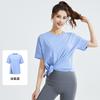New split-ended loose yoga clothes blouse top running fitness sports short sleeves