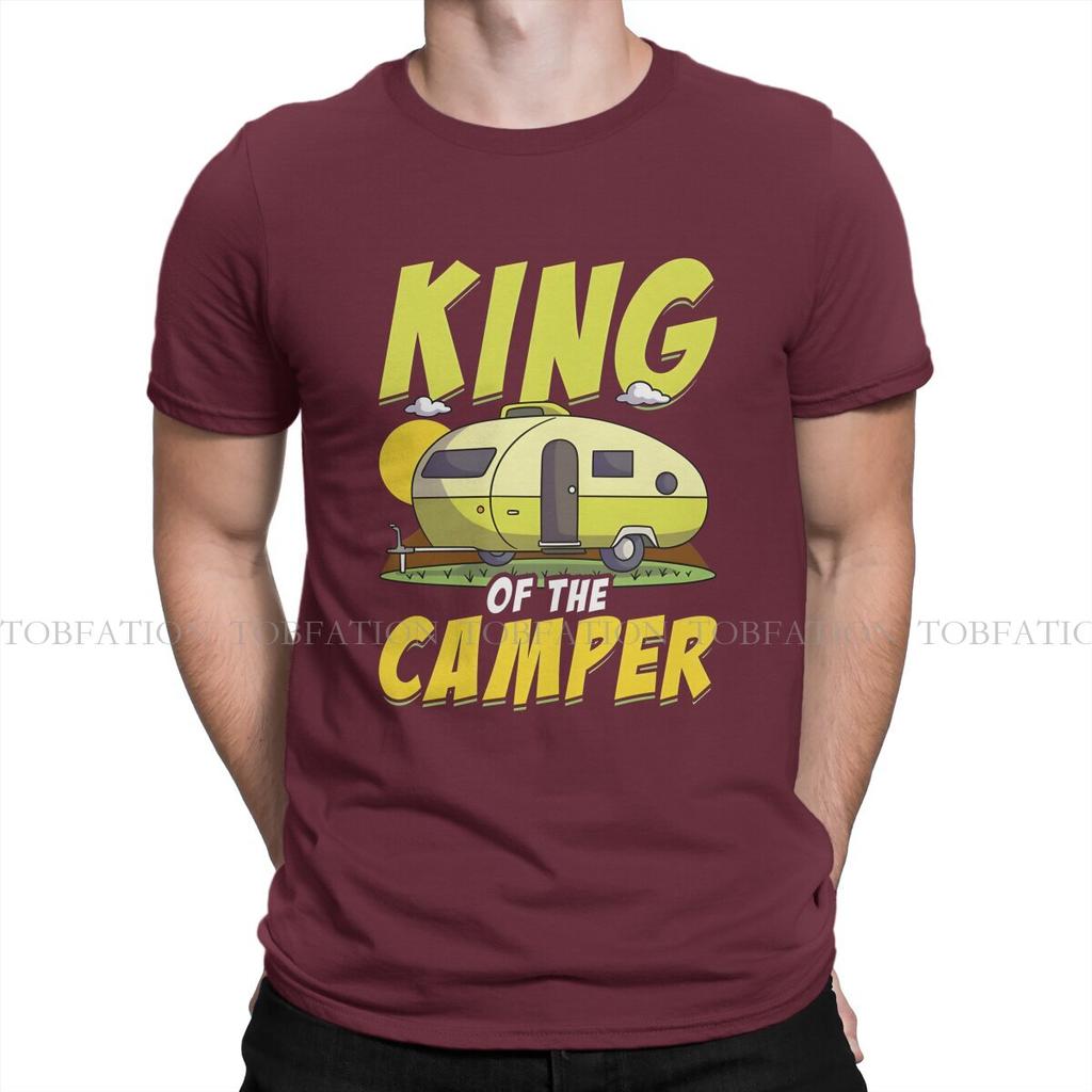 Camper Camping Crewneck Tshirts King Of The Camper  Camping Print Homme T Shirt Hipster Tops