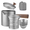 Ti Tea Kettle with Wood Handle Portable Tea Maker with Strainer for Camping Hiking
