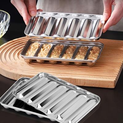 Stampo per Salsicce Stampini per Salsicce 6 Griglie Acciaio Inossidabile Stampo per Prosciutto Hot Dog con Coperchio Utensili per Cottura Torte Cucina Fai da Te
