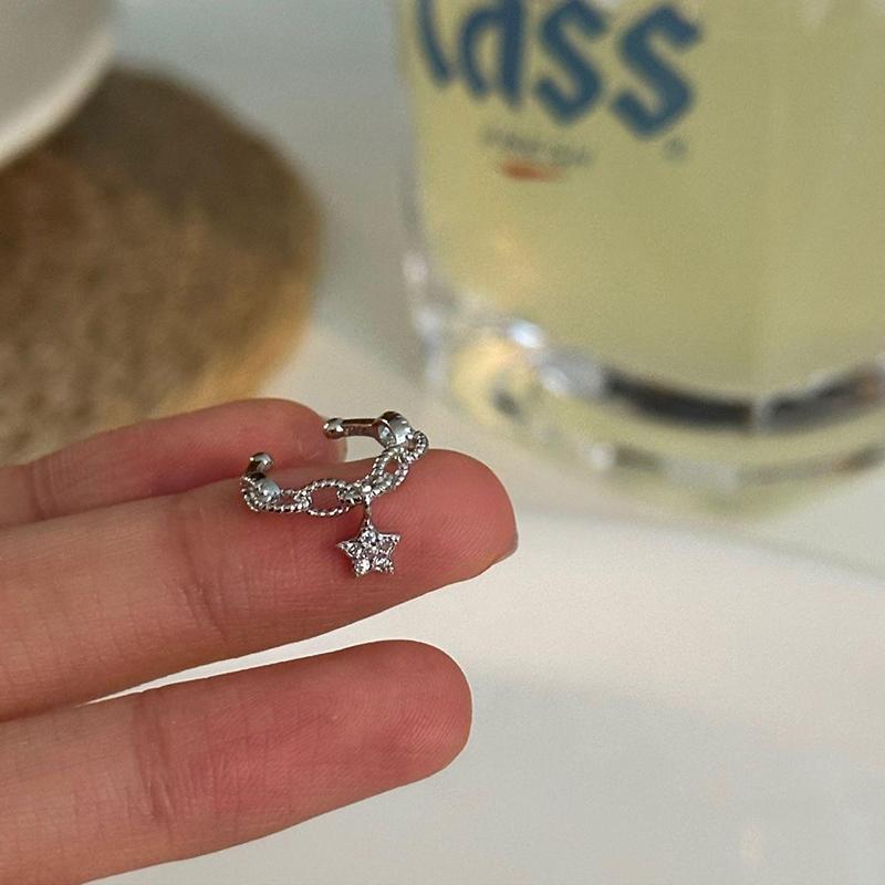 Звездные Клипсы для Ушей Гвоздик для Козелка Уха Блестящий Кафф для Уха Модный Серьга для Женщин Аксессуар