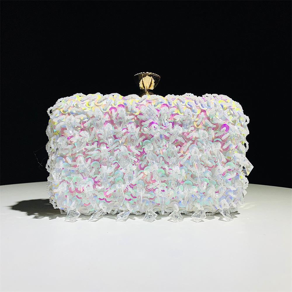 

Women s Sparkly Rhinestone Glitter Clutch Purse Evening Handbag Shoulder Bag for Wedding Party Prom Crossbody Bag With Chain Evening Bag for Women one size білий