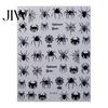 Funny Expression Nail Decals Halloween Art Stickers, 3D Embossed Skeleton Hand Pumpkin Bat Retro Black Stickers Decals, Self-Adhesive Manicure