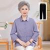 Vintage 60s-80s Grandma Cotton Blouse: Spring/Summer Seven-Sleeve Top for Elderly Women