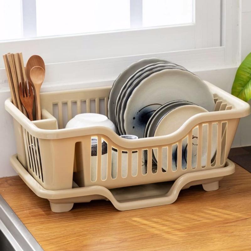 Upgrades Thickened Plastic Bowls Drying Rack for Campers with Removable Water Collector & Not Slip Feet for Plates Bowls