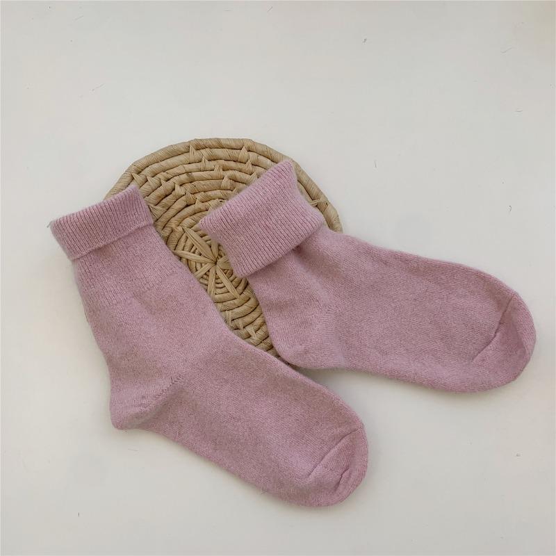 

Женские носки из кроличьего меха, зимние, толстые, теплые, длинные, японские, милые, термоноски из кашемира, рождественский носок, новогодние подарки фиолетовый