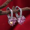 Silver Multi Color Heart CZ Hoop Earrings Halo Pave Crystal Leverback Heart Drop Earrings Women Multicolor Love Jewelry