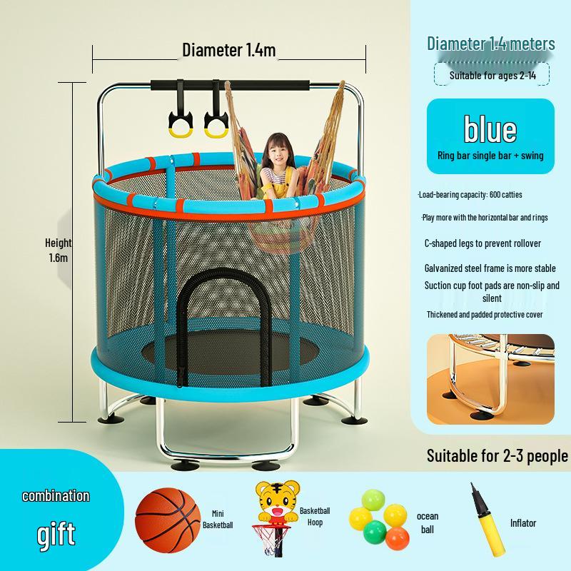 Indoor Family Trampoline with Safety Net for Kids and Adults