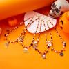 Halloween Colorful Rice Beads Chain Necklace for Women Men Black Cat Spider Bat Pumpkin Ghost Pendant Choker Clavicle Jewelry