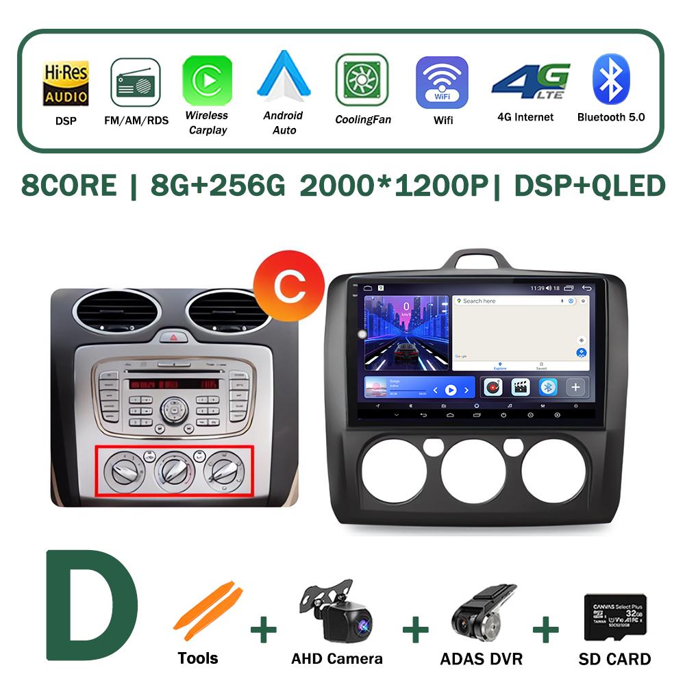 XSW3 9 Inch Wireless CarPlay Android Auto Radio for Ford Focus 2 Mk2 2004 - 2011 Car Multimedia Video Stereo Player GPS WIFI