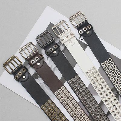 Fashion Metal Buckle Rivet Belt PU Leather Hollow Out Waistband Punk Style Belt Matching for Gifts