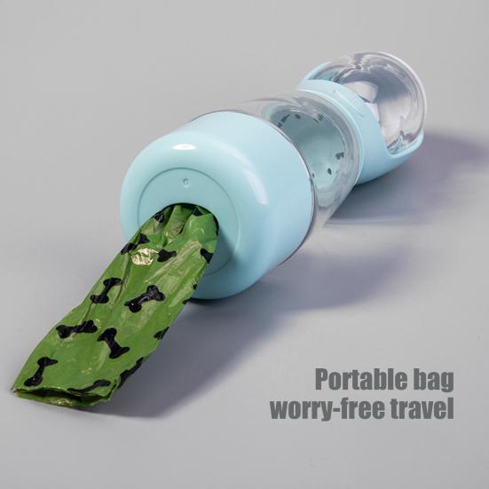 Dog Water Bottle with Food Container And Poop Bag Dispenser 3-in-1 Leak-Proof Portable Pet Water Dispenser for Walking Hiking Travel