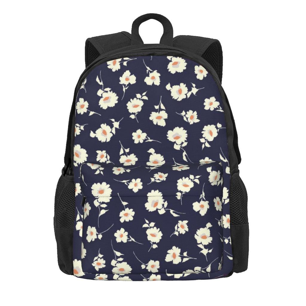 White Daisies Backpack Cute Flowers Print College Backpacks Girl Custom Breathable School Bags Leisure Rucksack