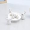 jijijing 3D Printed Cute Rabbit Tray Figurine, Multi-Functional Desktop Storage Holder for Headphones Jewelry Small Trinkets, Stable White Ring-Shaped