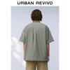 UR2026 Men's Casual Plaid Drawstring Short Sleeve Shirt