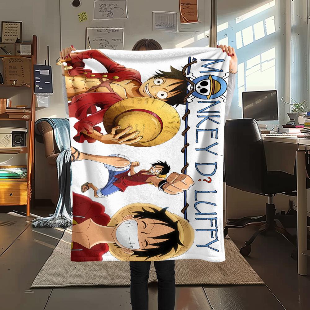 One Piece Character Print Flannel Blanket,High Quality Comfortable for All Seasons,Home Decor,Warmth and Comfort,Perfect for Christmas Gifts