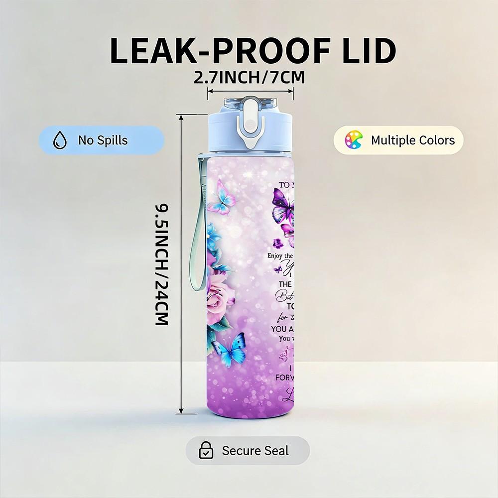 1PC Purple Galaxy Fantasy Background Print 750ml Color Plastic Sports Water Bottle Leakproof Flip Straw Lid Suitable for Sports Office Home Use