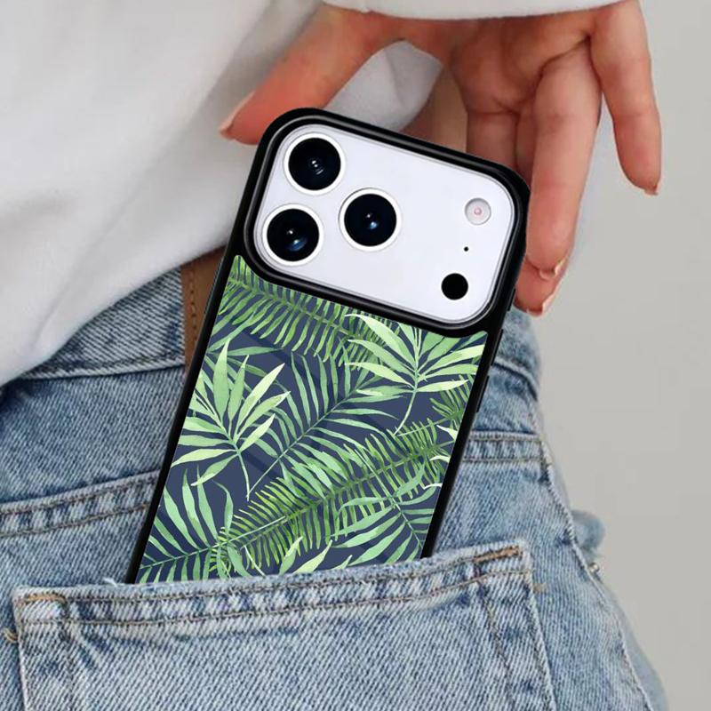 Tropical Green Plant Leaf Phone Case for iPhone 17ProMax 12 13 14 15 16e 17 Pro Max Plus Air Cover