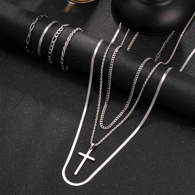 Titanium Steel Jewelry Simple Cross Braided Chain Blade Chain Necklace Hip Hop Stainless Steel Bracelet Factory