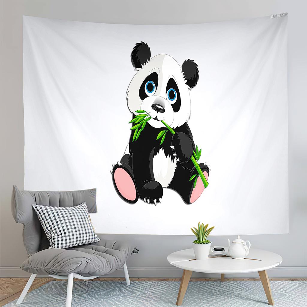 Cute Panda Print Tapestry Cartoon Style Animals Tapestry Creative Wall Hanging Decor Tapestries Bedroom Home Living Room Dorm