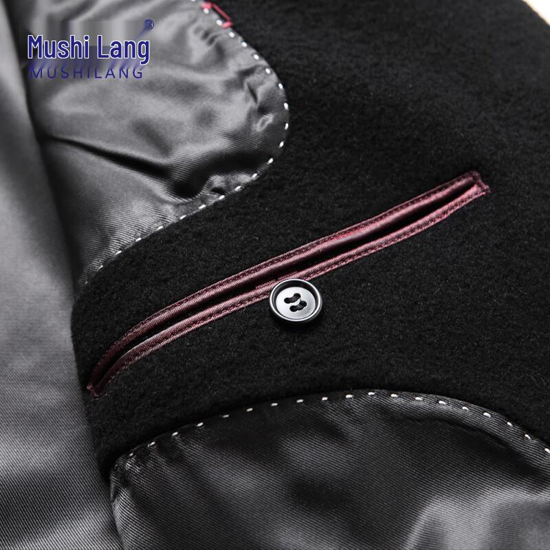 MUSHILANG Men's 100% Wool Mid-length Business Casual Overcoat