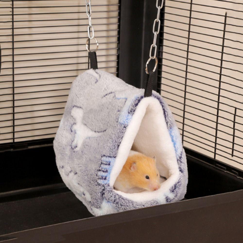 Thickened Hamster Cage Bed Semi-enclosed Hamster Hanging Nest Hamster Plush Hammock  Winter
