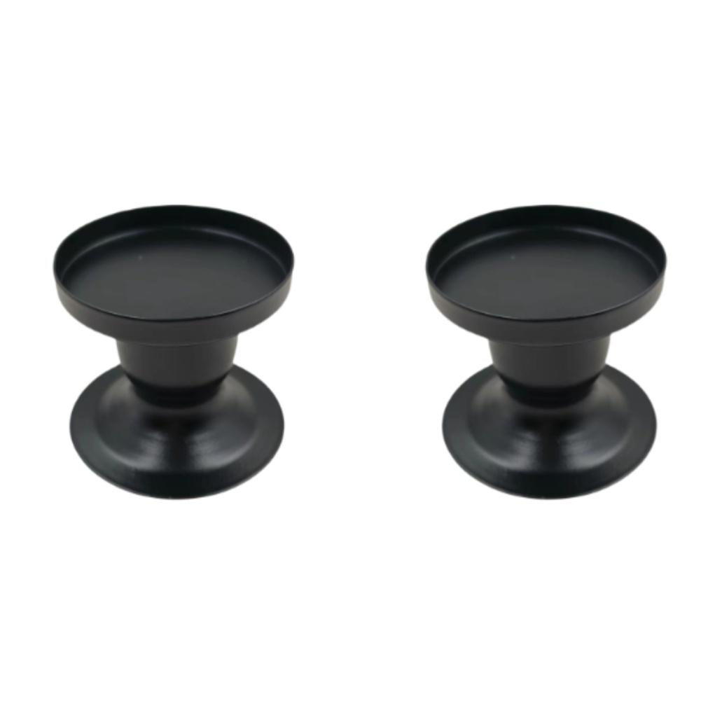 

Vintage Metal Pillar Candle Holders Set Of 2, Iron Art Candlesticks For Wedding Home Decorative Crafts Ornaments чёрный