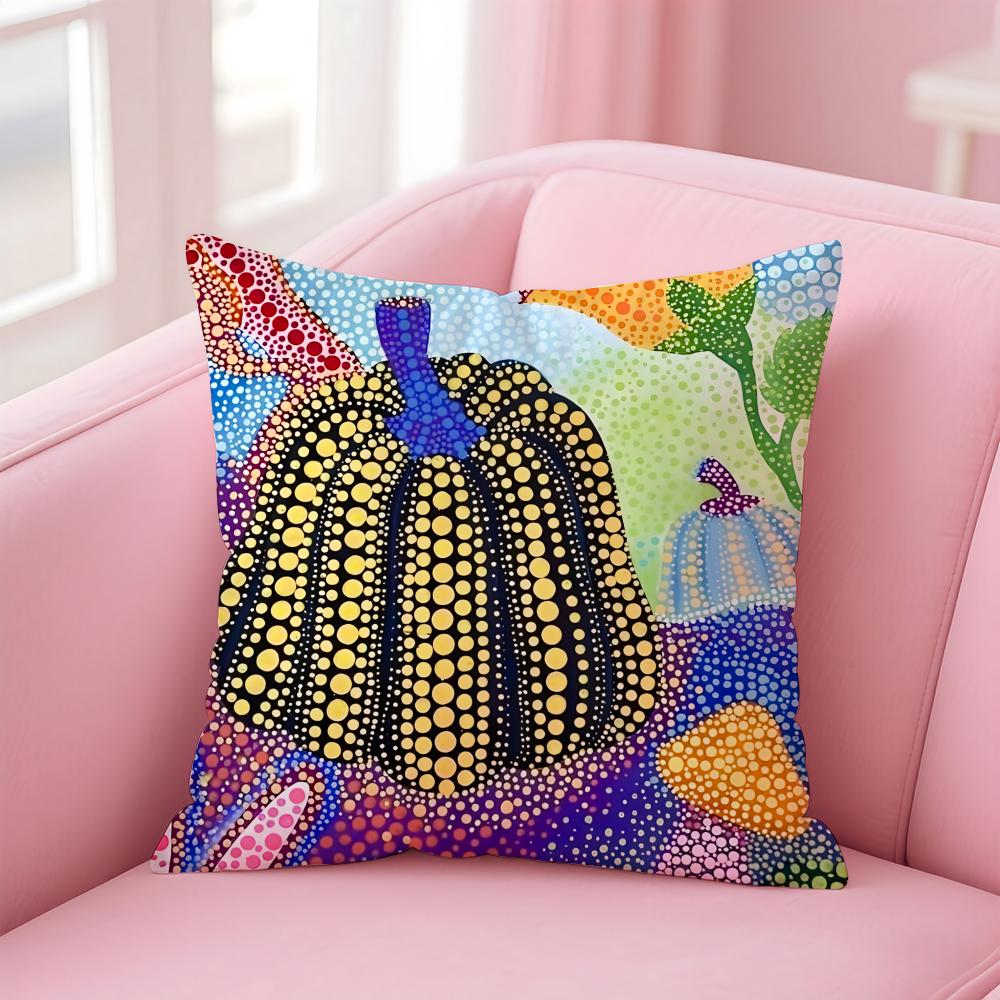 Yayoi Kusama Abstrakte Kunst Kürbis Kissenbezug Bequemer Wendbarer Kissenbezug Ideal für Auto Sofa Schlafzimmer & Mehr
