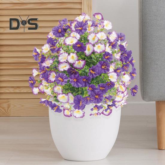 Faux Morning Glory Flowers Artificial Morning Glory Bush with Ground Spike Realistic Fake Greenery Shrubs for Outdoor Indoor Farmhouse Porch Patio