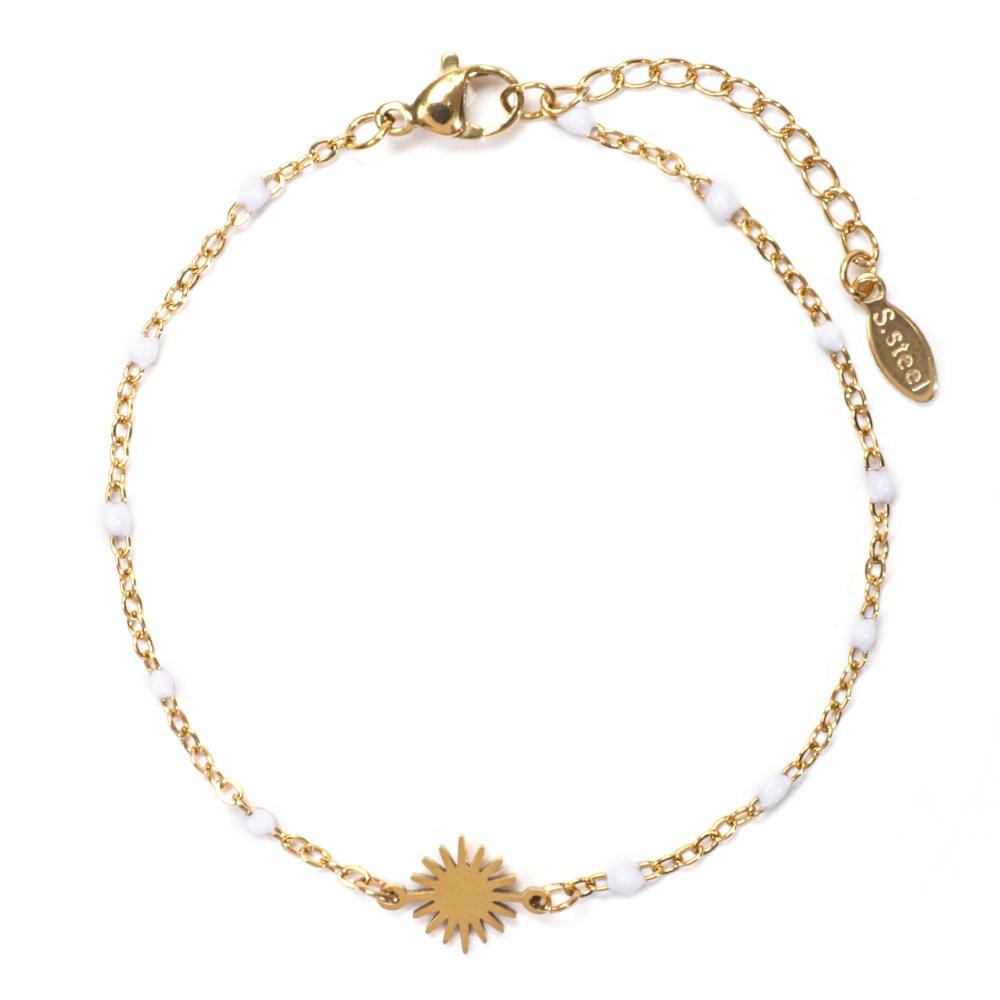 1pc Fashion Stainless Steel Bracelet Sun Enamel Drop oil Bracelet for Woman Summer Beach Party Jewelry