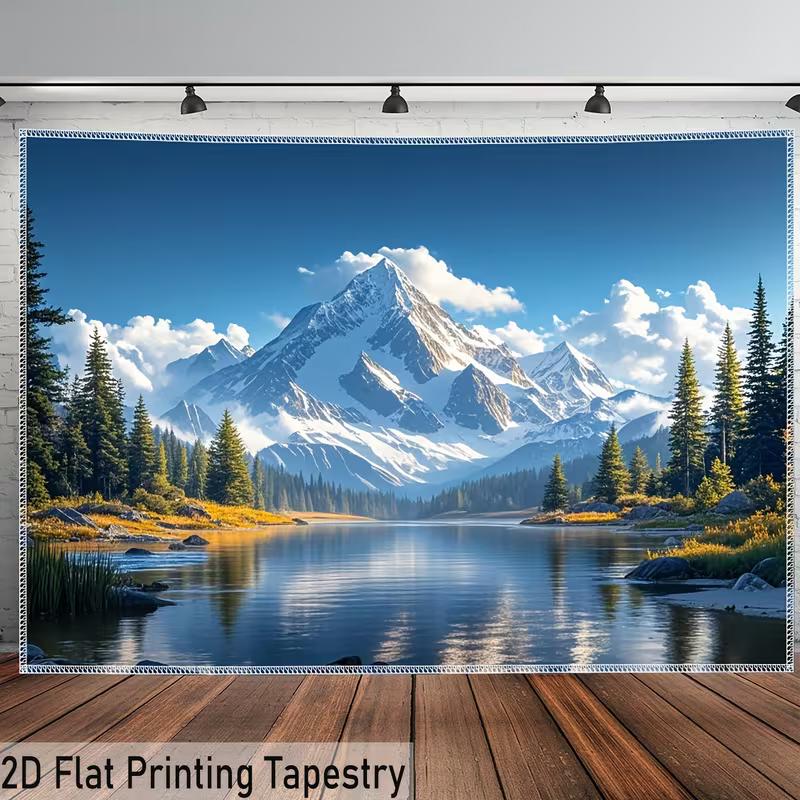 2D Forest Mountain Lake Tapestry Home Aesthetic Wall Hanging 47.2x31.5inch/120*80cm